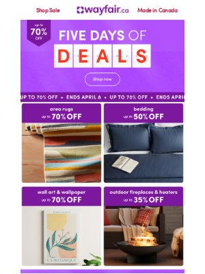 Wayfair (Canada) - ⏳ UP TO 70% OFF ⏳ Less than 48 HOURS LEFT ⏳
