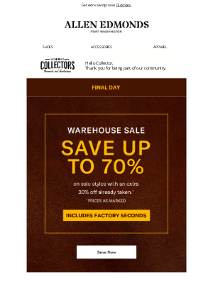 Allen Edmonds - Ends today: Up to 70% off sale styles