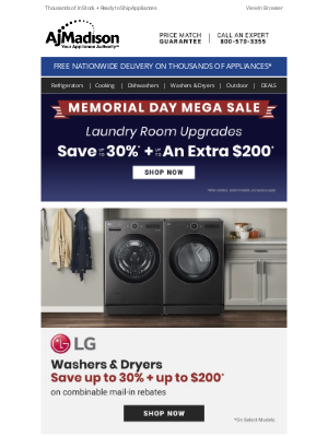 AJ Madison - MEGA LAUNDRY DEALS !!! Act Fast! While Supplies Lasts
