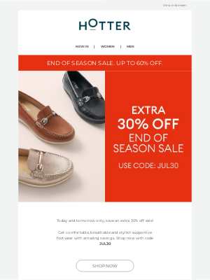 Hotter Shoes - For 2 days only, extra 30% off!