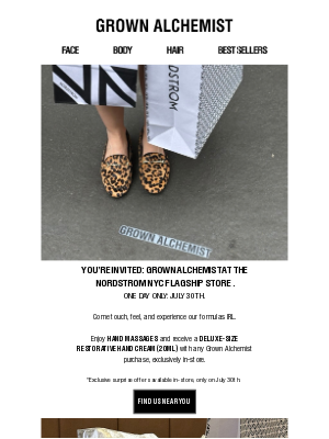 Grown Alchemist - You're Invited: Today Only.
