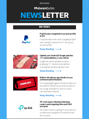 Malwarebytes - PayPal users targeted in account profile scam