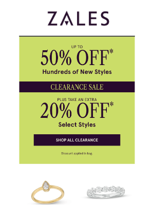 Zales - 🚨 Clearance Alert 🏃‍♀️ Up to 50% Off* + Extra 20% Off* Select Styles