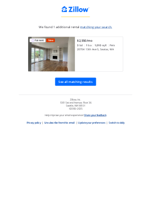 1 Rental Result for 'Seatac WA'