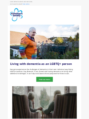 Alzheimer's Society - Advice for LGBTQ+ people living with dementia