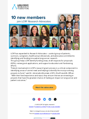 Lung Cancer Research Foundation - We're welcoming 10 new Research Advocates!