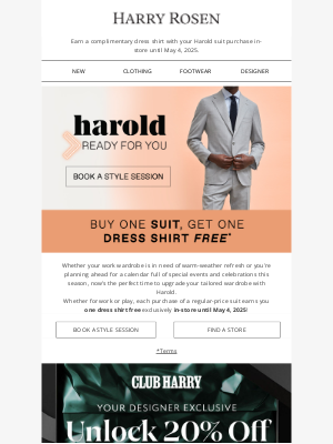 Harry Rosen - HAROLD: Buy a Suit, Get a Dress Shirt FREE!