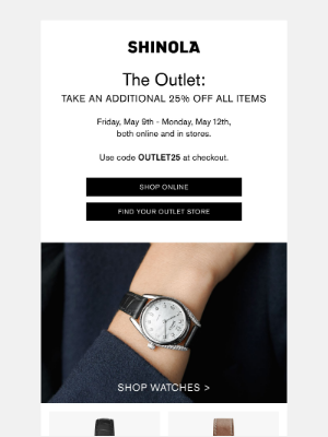 Shinola - The Outlet: An Array of New Styles Added