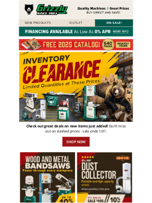 Grizzly Industrial Inc. - Extra Items Added: Unlock Inventory Clearance Savings Now!