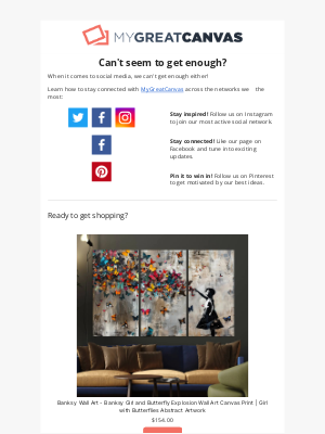 MyGreatCanvas - Follow us on social media!