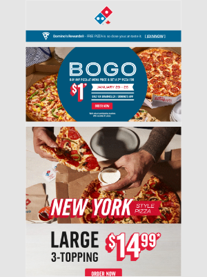 Dominos (Canada) - Enjoy twice the pizza 🍕 for just $1 more