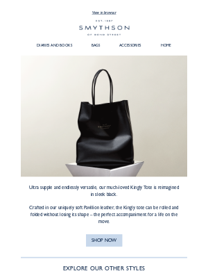Smythson - New in: Kingly Tote in black