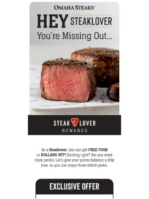 Omaha Steaks - Your Steaklover Rewards® Monthly Statement