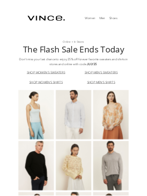 Vince - Flash Sale Ends Today: 25% Off Shirts and Sweaters