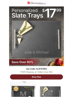 GiftsForYouNow.com - $17.99 Personalized Slate Serving Trays | Save Over 60%