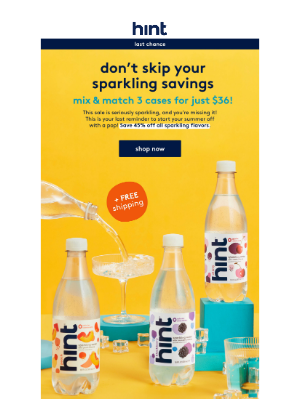 Hint Water - Final Call! Get sparkling for $1 per bottle