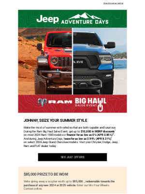 Chrysler (Canada) - Johnny, seize summer in style with Jeep and Ram