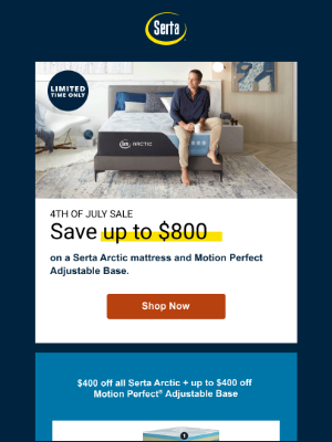 Serta - $400 off Serta Arctic NOW