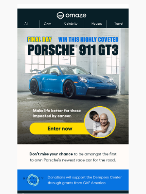 Omaze - LAST DAY: Win a 2022 Porsche!