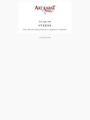 Art Karat - 172252 is your login code