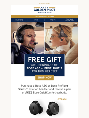 Marv Golden Pilot Supplies - Bose Summer End Sale: Free Gift with Purchase 🛩️