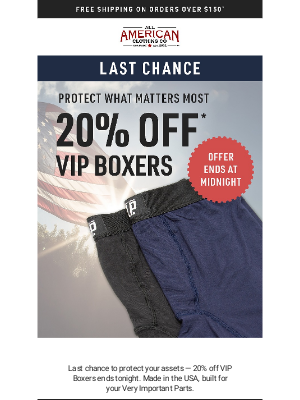 allamericanclothing - Hurry! 20% Off VIP Boxers Ends Tonight ➡️
