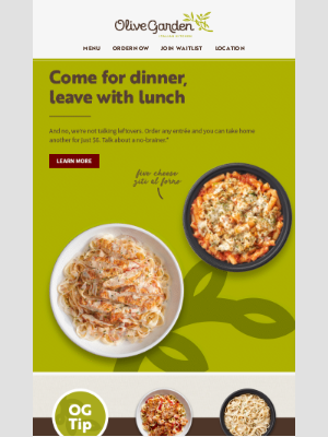 Olive Garden - Take home a classic for just $6 😮