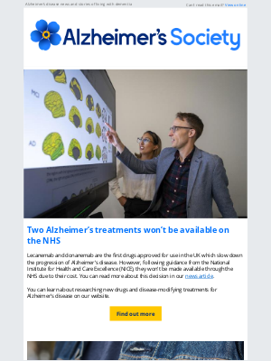 Alzheimer's Society - NICE announcement on Alzheimer’s disease treatments