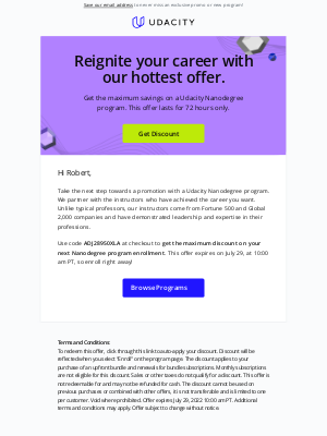 Udacity - Reignite your career with the hottest Udacity offer. 72 hours only.