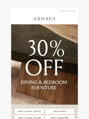 Arhaus - FINAL DAYS: 30% Off Dining, Bedroom & More