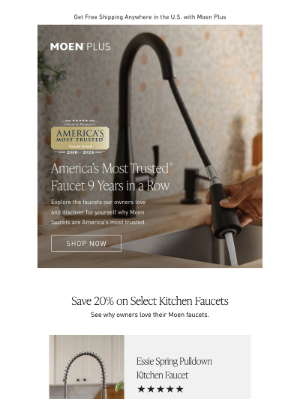 Moen - 20% Off | Everyone’s favorite faucets.