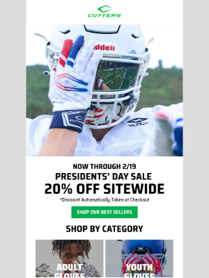 Cutters Sports - Presidents' Day Special 🇺🇸 Get 20% OFF Sitewide