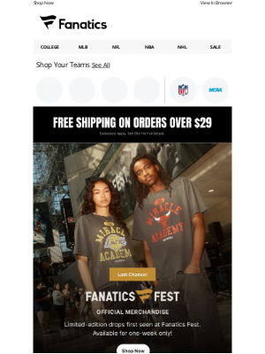 Fanatics - Last Chance: Fanatics Fest Limited-Edition Drops - One Week Only