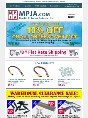 MPJA Online - Warehouse Clearance Sale Plus 10% off