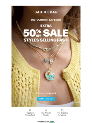 BaubleBar - Selling Fast: Extra 50% Off Sale Styles