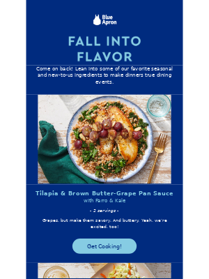 Successful win back email example from Blue Apron