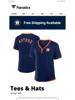 Fanatics - Tees & Hats --> The Key to Spring Styles