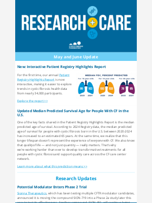 Cystic Fibrosis Foundation - Research and care update: May and June edition