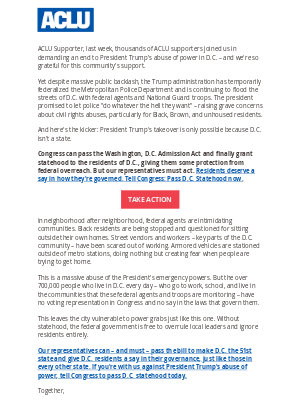 ACLU - How we can stop the President's D.C. takeover