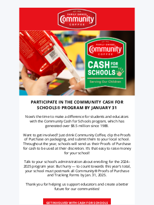 Community Coffee - 💲🏫 Are you earning cash for your school?