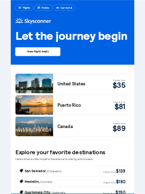 Skyscanner  - Flights from $35