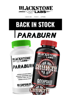 Blackstone Labs - Back In Stock: Paraburn & Growth Are Here 🤩