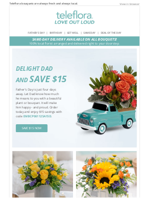 TeleFlora - Show Dad Some Love 💕 Save $15 Now