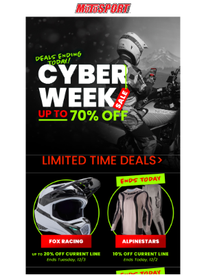 MotoSport - We Saved Our Best Deals for Cyber Monday