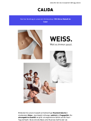 Calida (Germany) - Weisse Baumwoll-Wäsche – traumhaft.