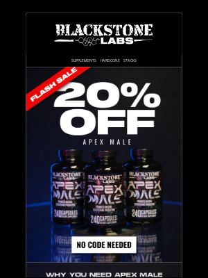 Blackstone Labs - FLASH SALE ⚡️ 20% Off Apex Male