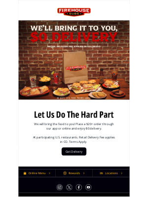 Firehouse Subs - Want $0 Delivery? You got it.
