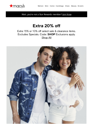 Macy's - Extra 20% off: we’re seeing lots of NEW in your future 🔮