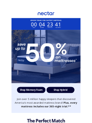 Nectar Sleep - Run don't walk 🏃‍♀️! Save up to 50% (+ Ships Free 🚚)