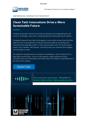 Mouser Electronics - Clean Tech: Are we driving toward a more resilient and renewable future?